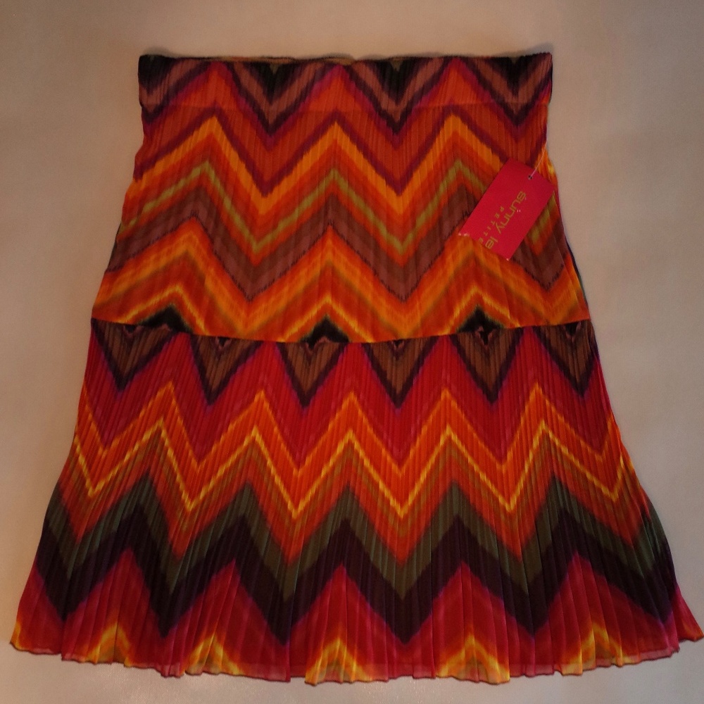 Multi-color chevron Pleated Skirt